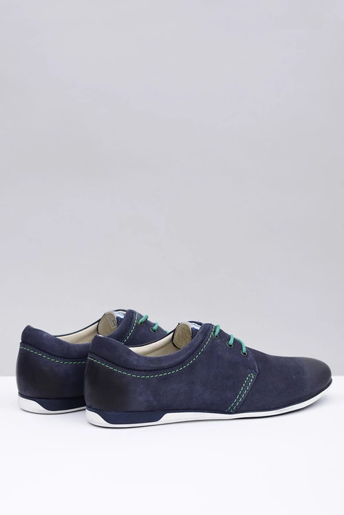 Granatowe Męskie Skórzane Półbuty Dimonde