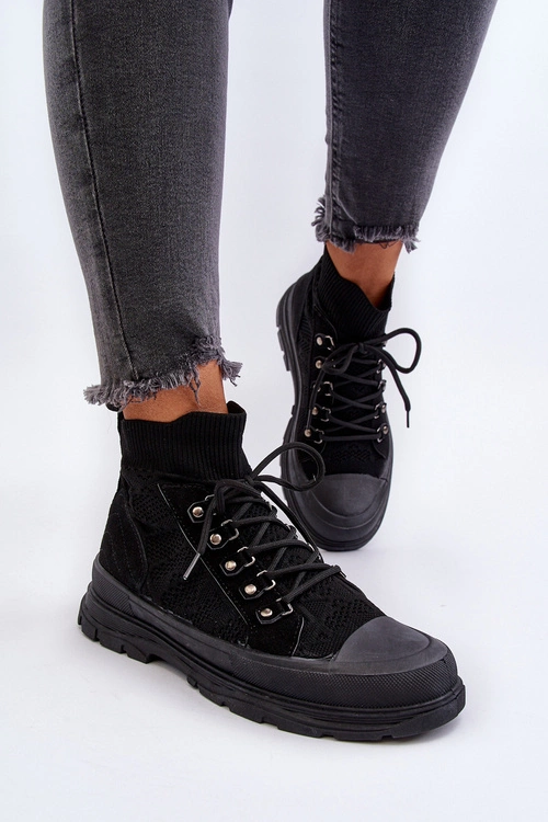 Damskie Trampki Z Elastyczną Cholewką Czarne Kalyne