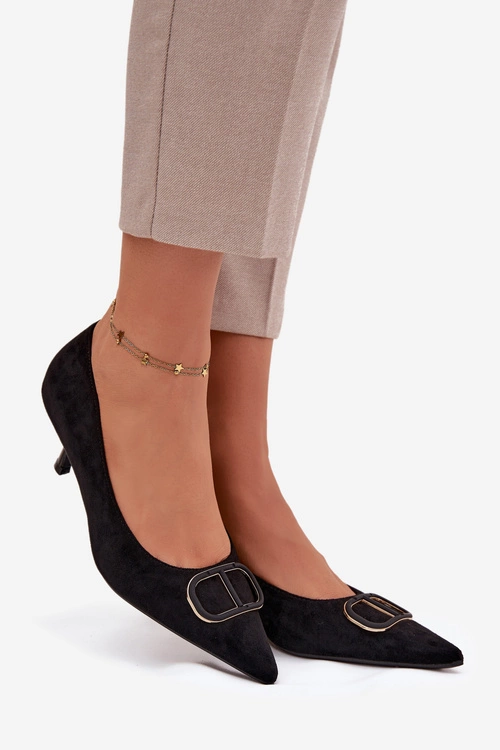 Szpilki Damskie Z Ozdobnym Detalem Czarne Amelora