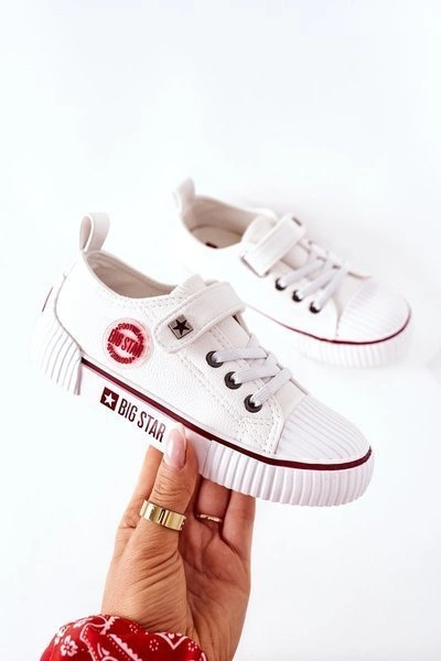 Dziecięce Skórzane Trampki BIG STAR II374040 Białe