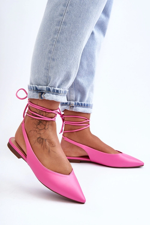Damskie Wiązane Baleriny Różowe Lilly Ann