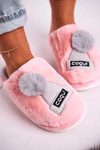 Damskie Futrzane Papcie Z Czapką I Pomponem Różowe Keep Warm