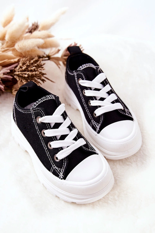 Dziecięce Trampki Na Platformie Czarno-Białe Travel Time