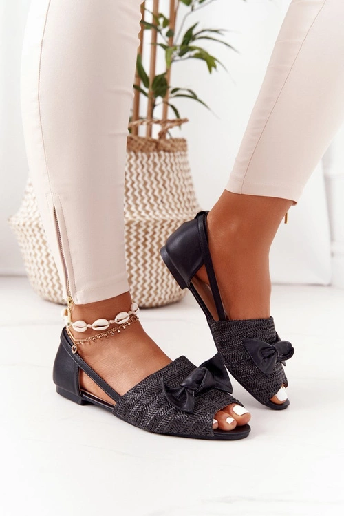 Płaskie Sandały Z Plecionką Lu Boo Czarne
