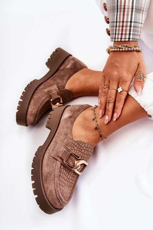 Modne Zamszowe Półbuty Loafery Jasnobrązowy Lemar Rayhan