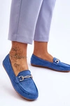 Klasyczne Zamszowe Mokasyny Z Ozdobą Niebieskie Amera