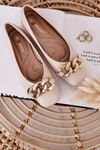 Eleganckie Pikowane Baleriny Z Łańcuchem Beżowe Coco