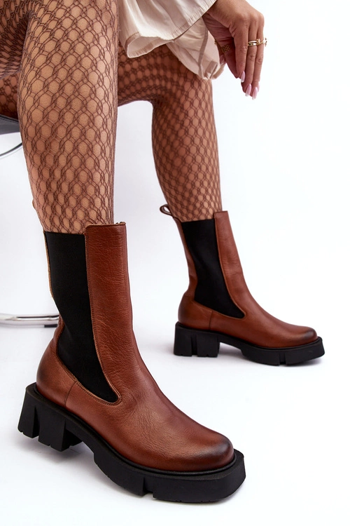 Damskie Botki Sztyblety Laura Messi 2693/229 Brązowe