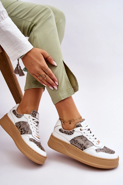 Damskie Wygodne Buty Sportowe GOE LL2N4052 Biało-Beżowe