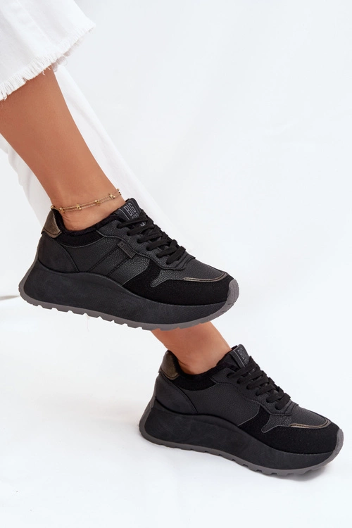 Ocieplane Sneakersy Damskie Na Platformie Big Star SS274007 HI-POLY SYSTEM Czarne