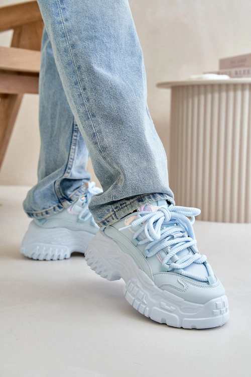 Sneakersy Damskie Na Masywnej Podeszwie Niebieskie Nevela