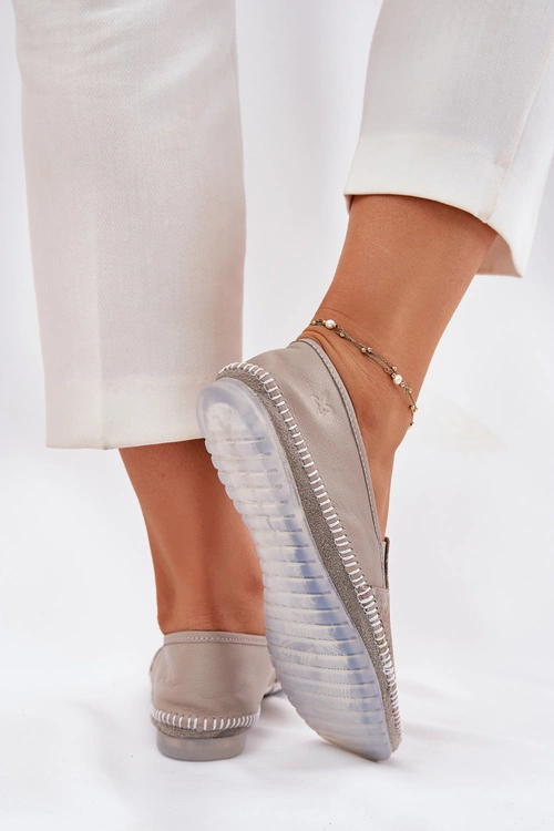 Wzorzyste Skórzane Baleriny Maciejka T3512-73 Beżowe