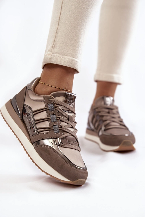 Damskie Modne Buty Sportowe Big Star KK274112 Ciemnoszare