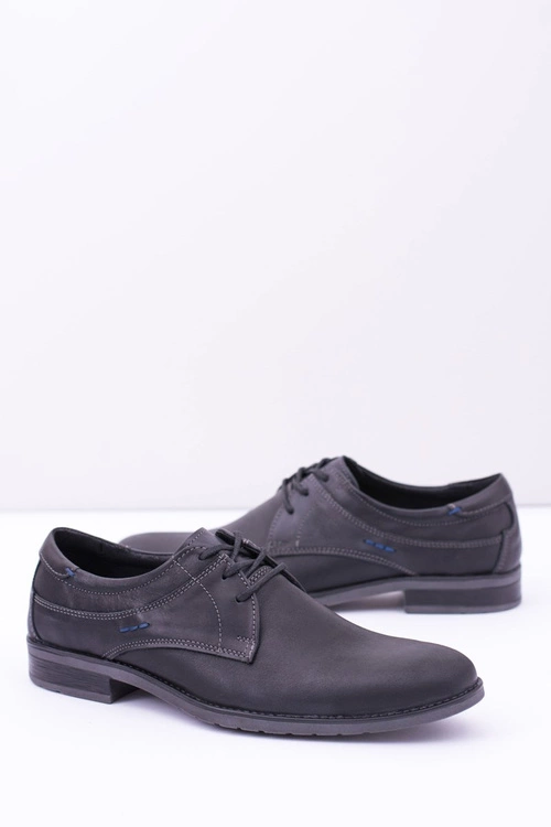 Eleganckie Męskie Skórzane Półbuty Czarne Santiago