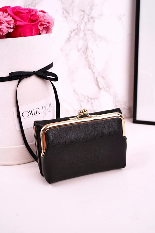 Średni Portfel Damski Zapinany Na Bigiel MILANO Czarny