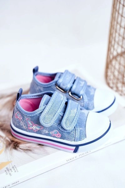 Tenisówki Dziecięce na Rzepy Niebieskie Junalo