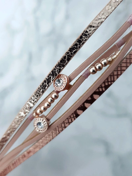 Damska Bransoleta Rzemień Perełki Michiko