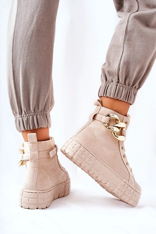 Wysokie Trampki Na Platformie Jasnobeżowe Evenia