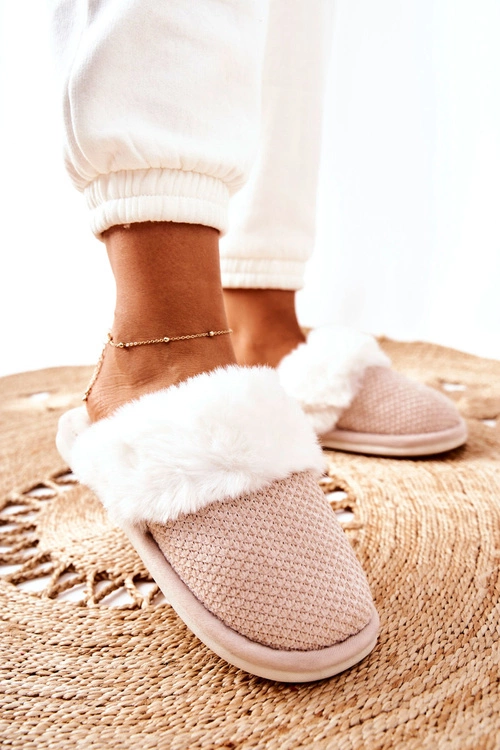 Papcie Ocieplane Z Futerkiem Beżowe Flamarin