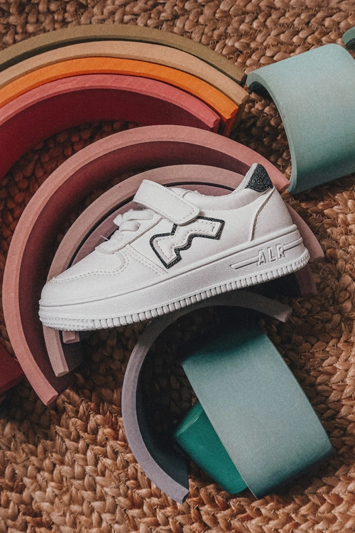 Dziecięce Sportowe Buty Na Rzepy Biało Czarne Santi