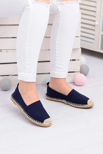 Lniane Damskie Granatowe Espadryle Slip On Nelly
