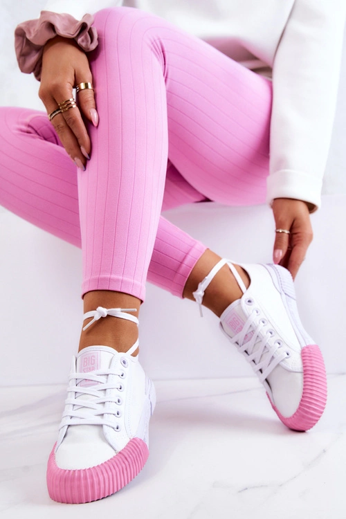 Materiałowe Tenisówki Trampki BIG STAR JJ274111 Białe