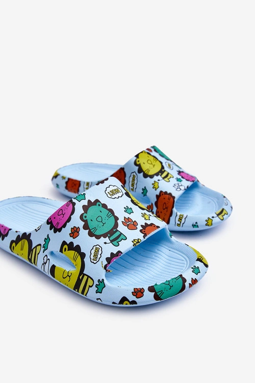 Dziecięce Lekkie Piankowe Klapki Motyw Lwa Niebieskie Esther