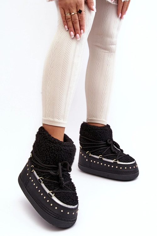 Damskie Ocieplane Śniegowce Czarne Rohes