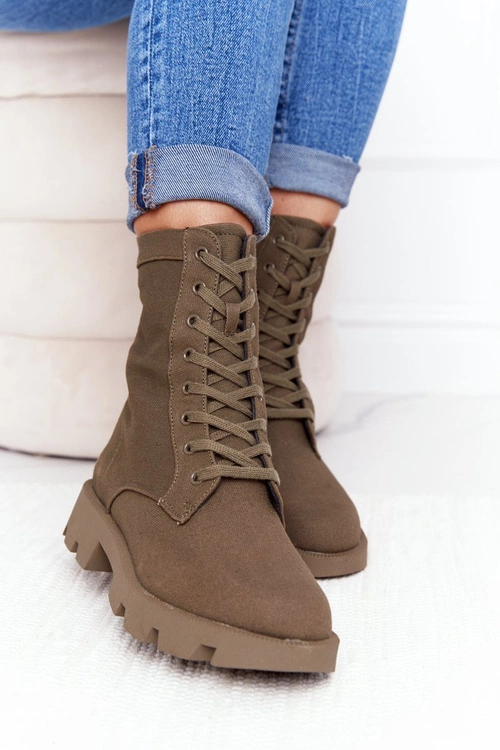 Damskie Botki Workery Zielone Haley