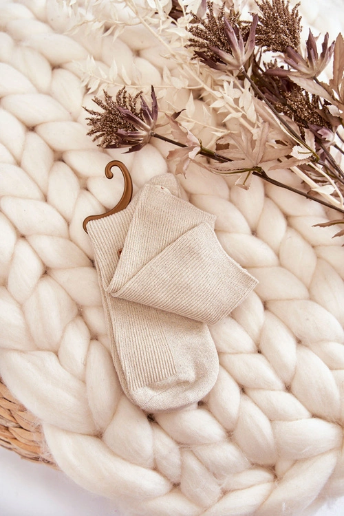 Damskie Skarpetki Antybakteryjne Z Błyszczącą Nicią Beżowe