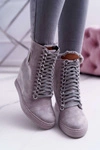 Damskie Trampki Lu Boo Z Łańcuchami Zamszowe Szare Monica
