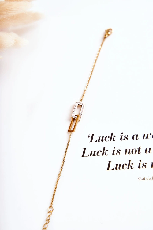 Damska Bransoletka Celebrytka Stalowa Z Cyrkoniami Złota