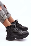Ocieplane Buty Sportowe Damskie Sznurowane Czarne Dejana