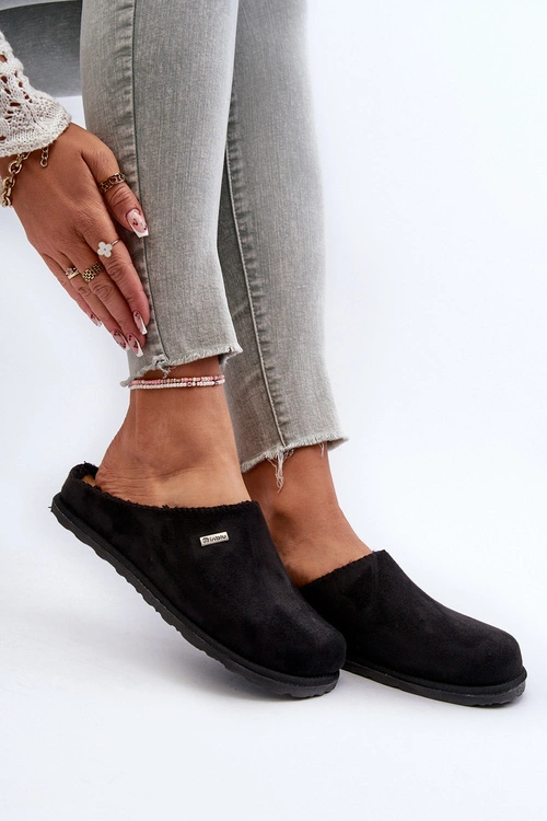 Domowe Ocieplane Klapki Papcie Inblu CS-34-014 Czarne