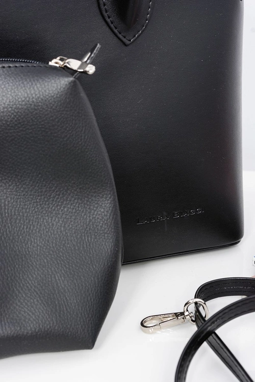 Czarna Damska Torebka Shopper + Kosmetyczka