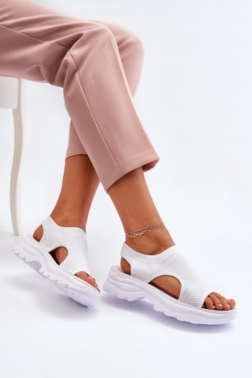 Sportowe Sandały Damskie Na Grubej Podeszwie Białe Deinaleia