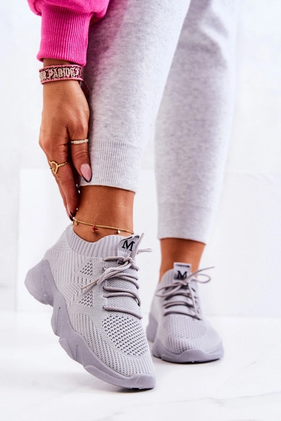 Sportowe Buty Sneakersy Materiałowe Szare Nolene