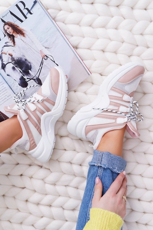 Sportowe Damskie Buty Gruba Podeszwa Nude Fina