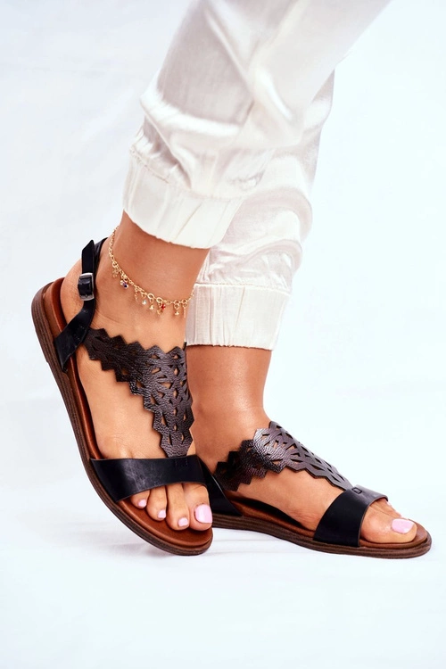 Sandały Damskie Płaskie Sergio Leone Czarne SK035