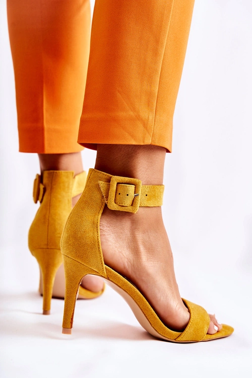 Damskie Zamszowe Sandały Na Szpilce Żółte Marconi