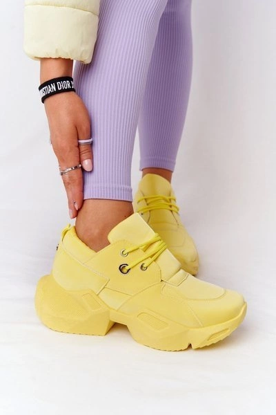 Damskie Sneakersy Na Masywnej Podeszwie Żółte Bubbly