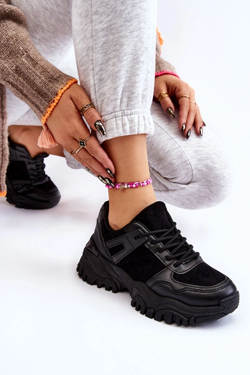 Modne Buty Sportowe Sneakersy Czarne Frezio