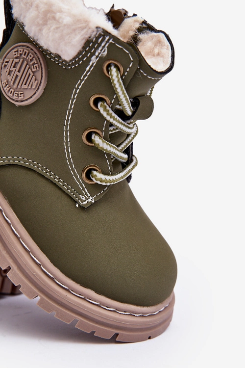 Dziecięce Trapery Botki Na Suwak z Kożuszkiem Zilelone Marialee