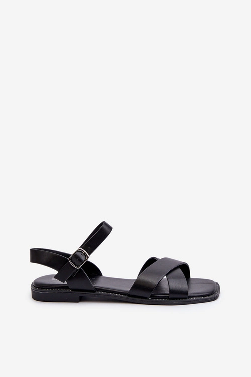 Płaskie Sandały Damskie Z Eko Skóry S.Barski KV27-003 Czarne