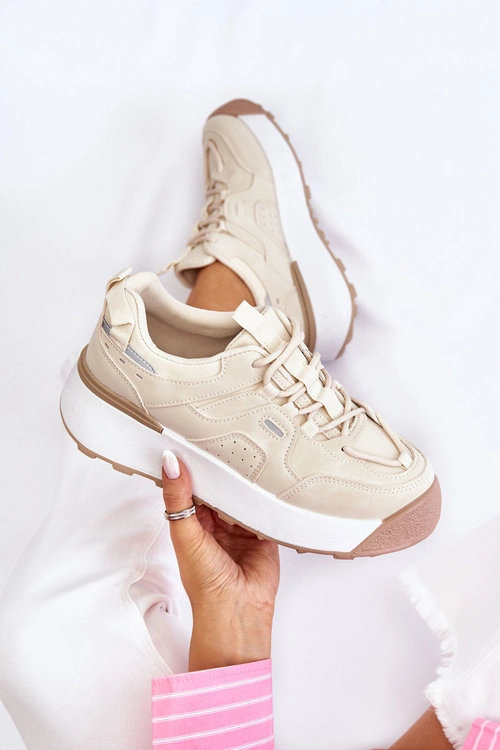 Damskie Buty Sportowe Na Platformie Jasnobeżowe Dakari