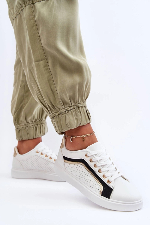 Niskie Klasyczne Buty Sportowe Damskie Białe Lamimi