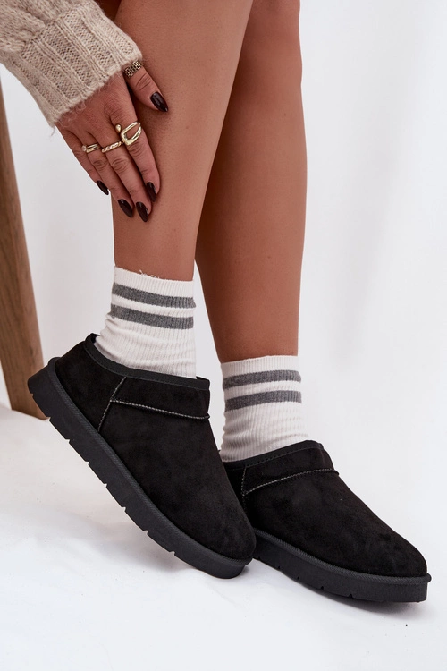 Śniegowce Damskie Ocieplane Futerkiem Czarne Serenne