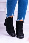 Damskie Czarne Botki Na Słupku Zamsz Ferimate