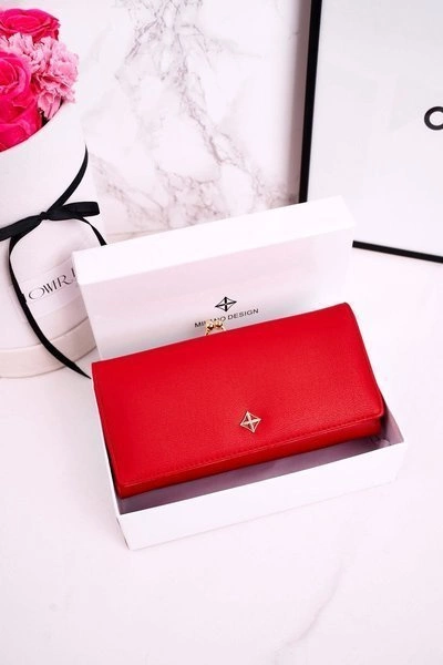 Duży Portfel Damski Zapinany Na Bigiel MILANO Czerwony