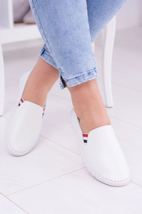 Damskie Białe Skórzane Tenisówki Bellara